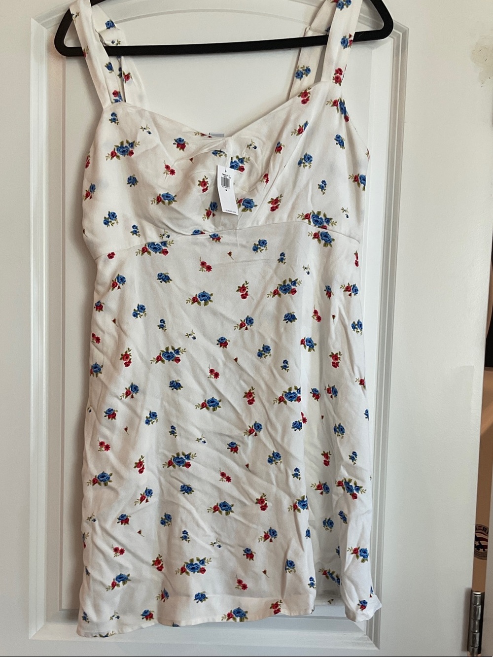 Old Navy White Floral Sundress with Blue & Red Flowers